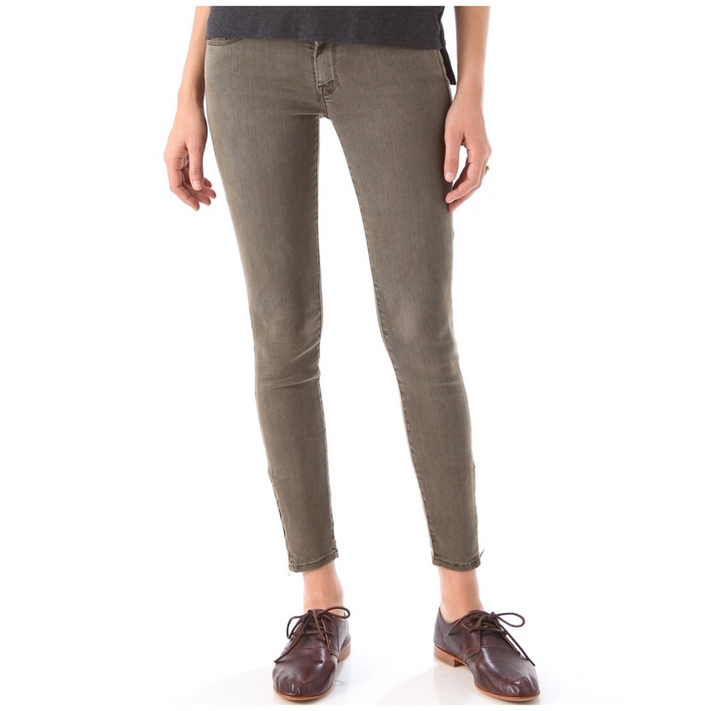 Mother The Looker Ankle Zip Skinny Jeans Green 24